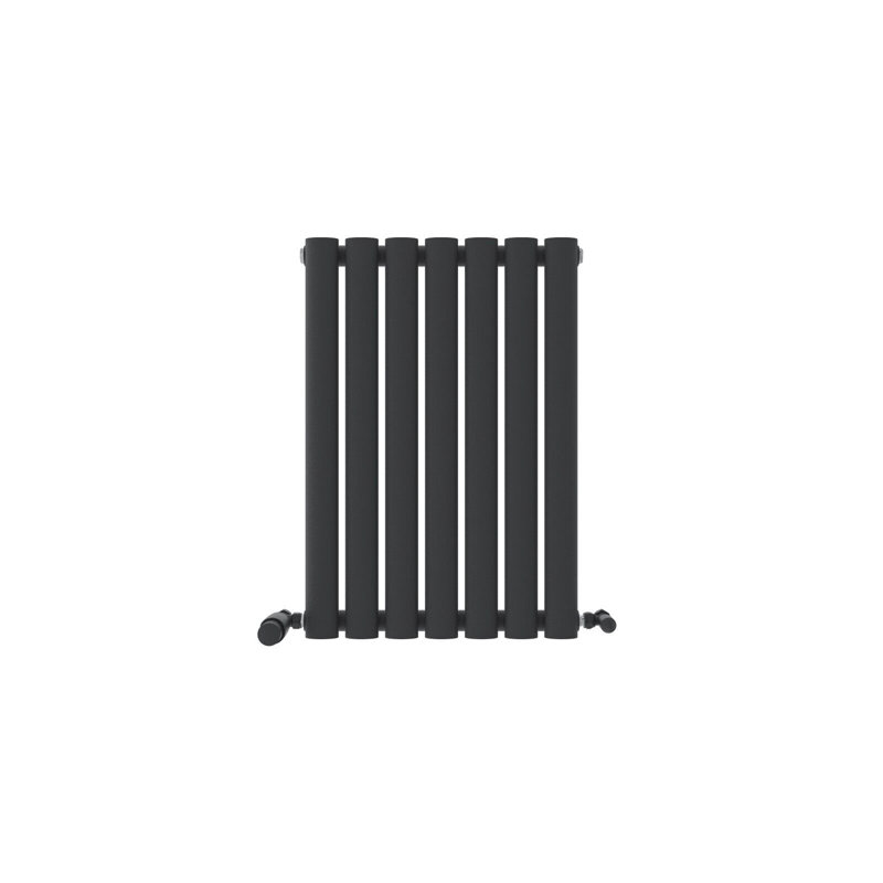 iBathUK Princia Horizontal Single Oval Panel Radiator, Grey, 600cm H x 420cm W x 55cm D