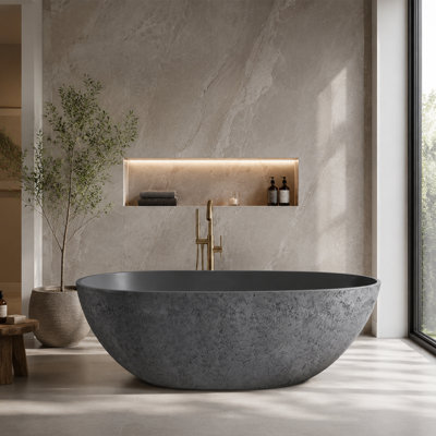Baignoire de trempage autoportante 65 po x 33 po gris foncé
