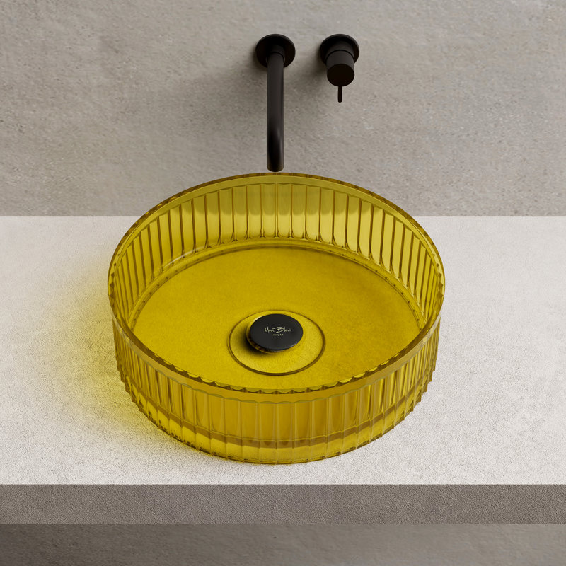 Lavabo-vasque rond en résine de 15 po MonBlari, Jaune
