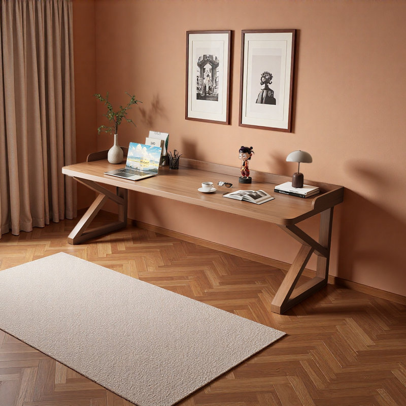 Grand bureau à panneau en bois massif avec relief, H 29,52 po x l 62,99 po x P 23,62 po