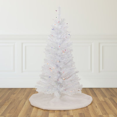 4' Pre-lit Rockport White Pine Artificial Christmas Tree Multi Lights