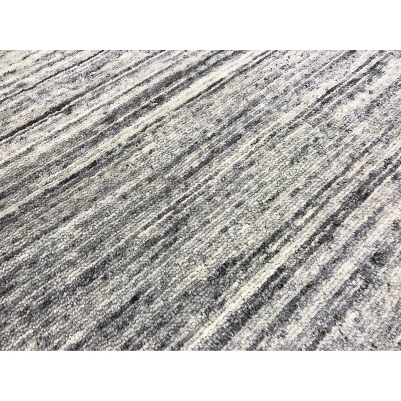 Wool Abstract Area Rug in Gray