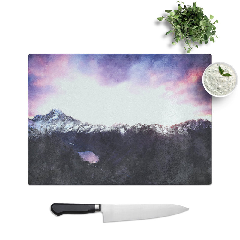 Tempered Glass Sunrise over Aoraki Mount Cook Chopping Board, 28.5 cm x 39 cm