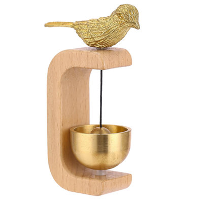 Cloche d'ouverture magnétique en laiton, carillon de porte en bois de hêtre pour la maison et la maison