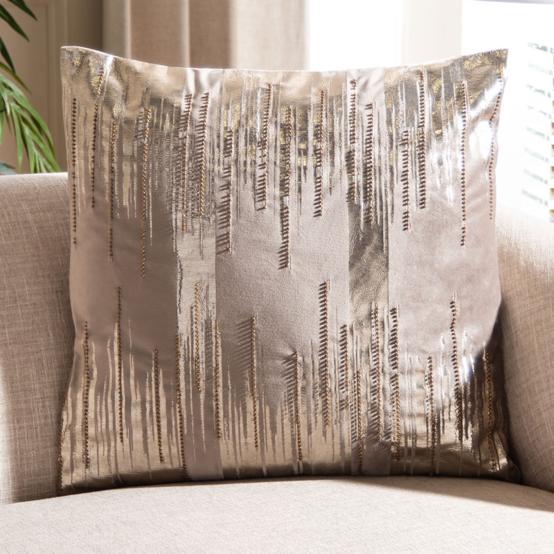  Abstract Throw Pillow, Taupe/Gold