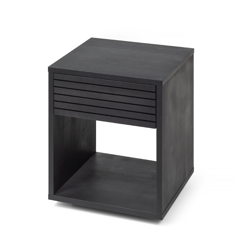 Table de chevet en bois de hêtre rustique avec tiroir Meldreth | Décor scandinave noir