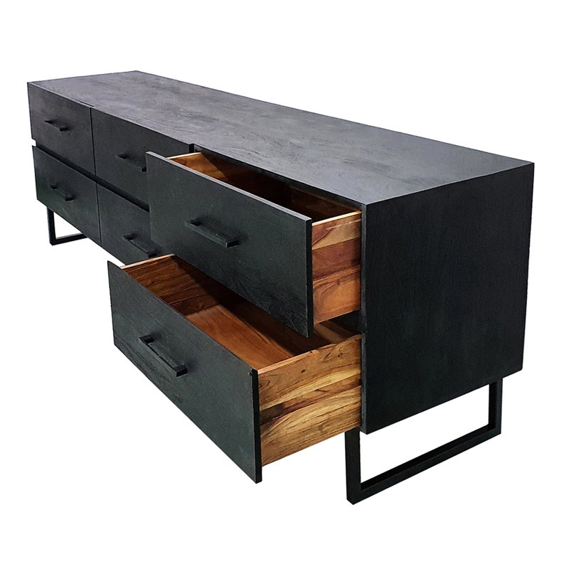 Armoire 86,5x20x30,5 "en noir - Buffet minimaliste en bois et fer avec rangement efficace en bois moderne, fer et intérieur spacieux