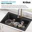 Évier de cuisine en granit à double montage KRAUS avec options d'installation encastrée et sous-comptoir-119750036-119750042