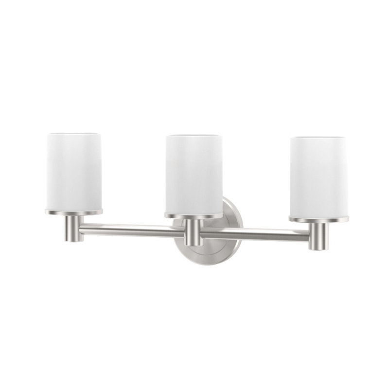 Latitude II Wall Mounted 3-Light Fixture with Frosted Shades / Triple Sconce, Satin Nickel