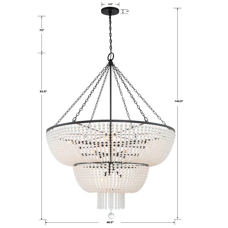 Lustre à niveaux 15 lumières Jacquelynn, Noir