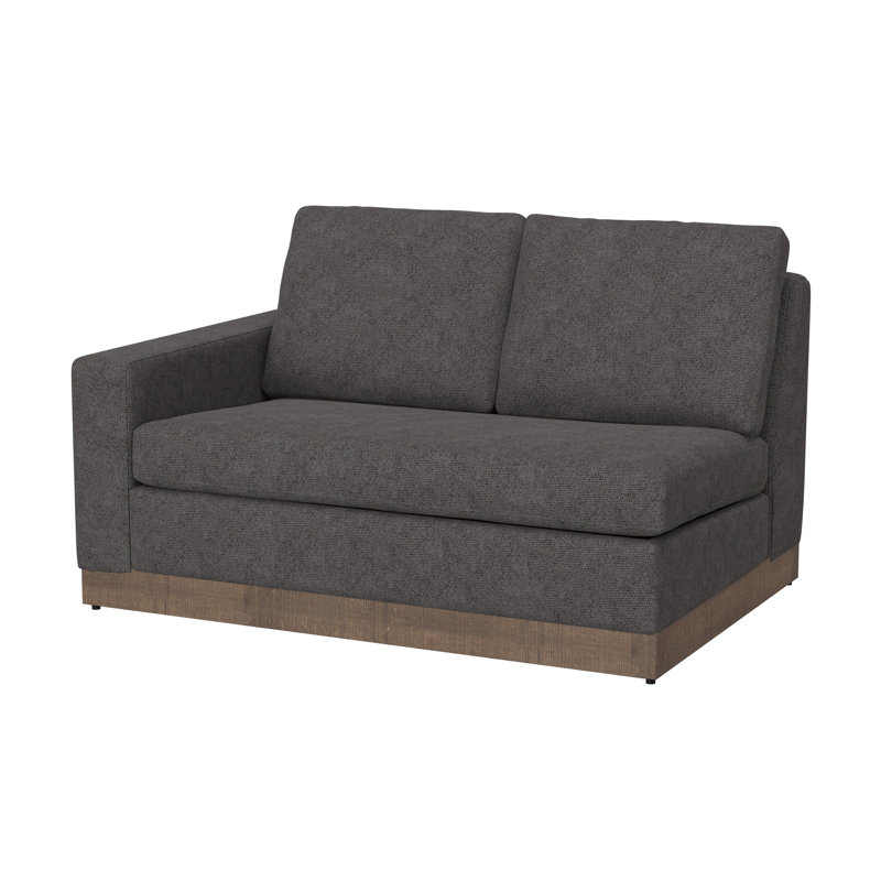 Causeuse modulaire Jeni RAF, 2 coussins, 58 po, bois massif, banc, Mélange de polyester gris