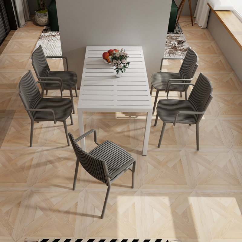Chaises longues en polypropylène empilables Camron, Gris chaleureux