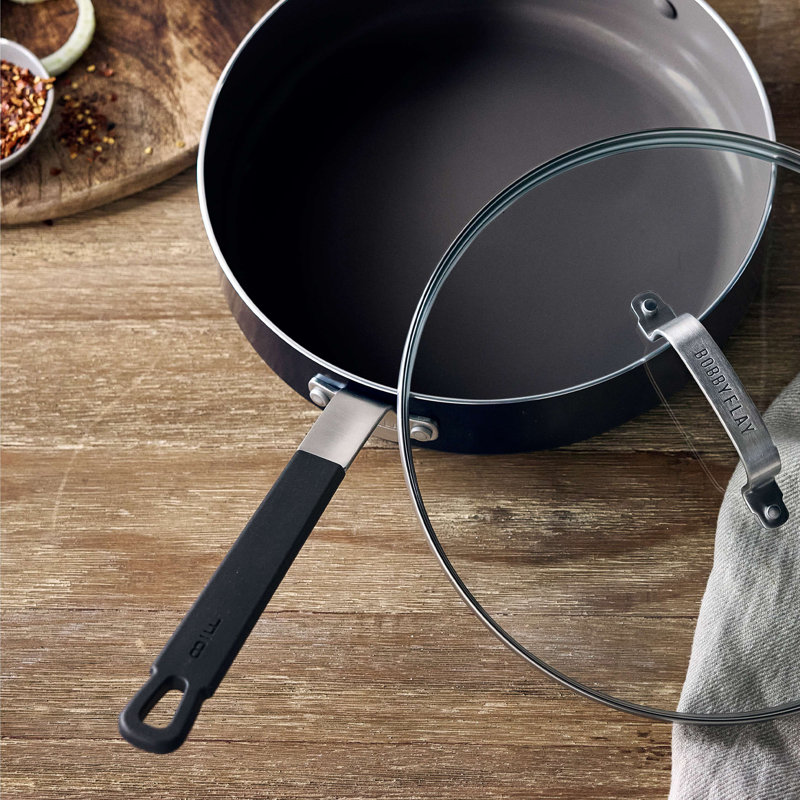 Bobby Flay by GreenPan Professional Grade Ceramic Nonstick 4.5QT Sauté Pan with Lid, Black