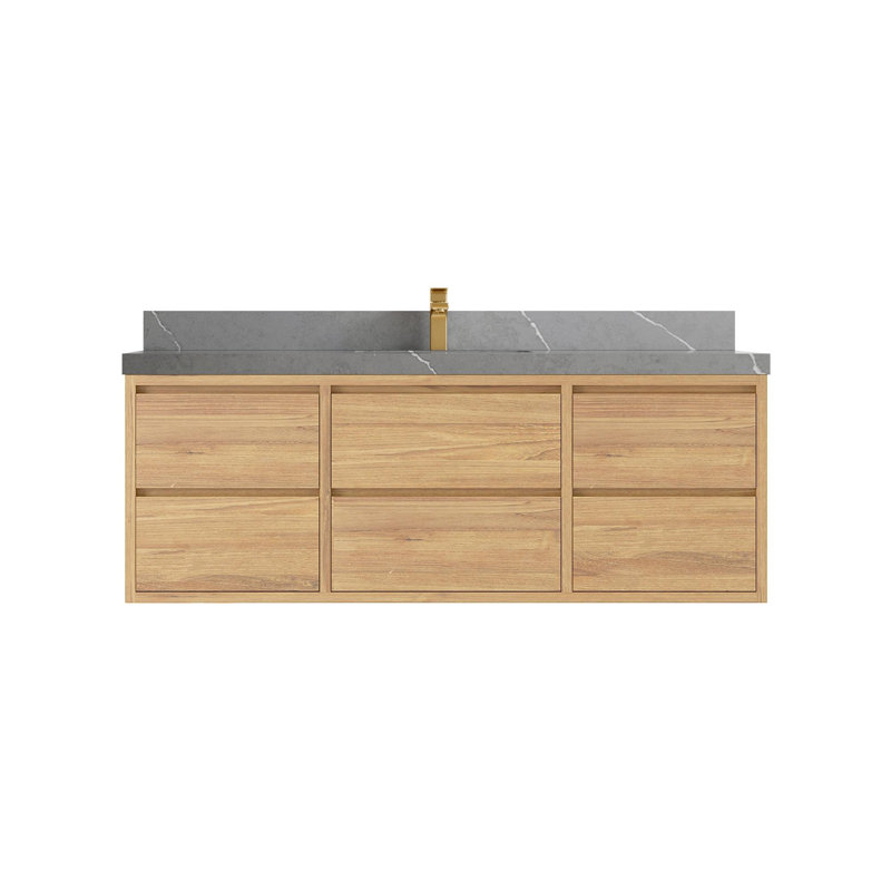 Meuble-lavabo simple 60 po avec comptoir en quartz Cadge