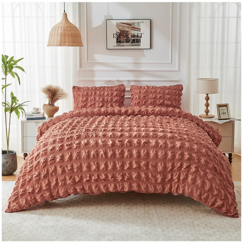 Polyester Duvet Cover Set, King Duvet Cover + 2 Standard Pillowcases, RUST