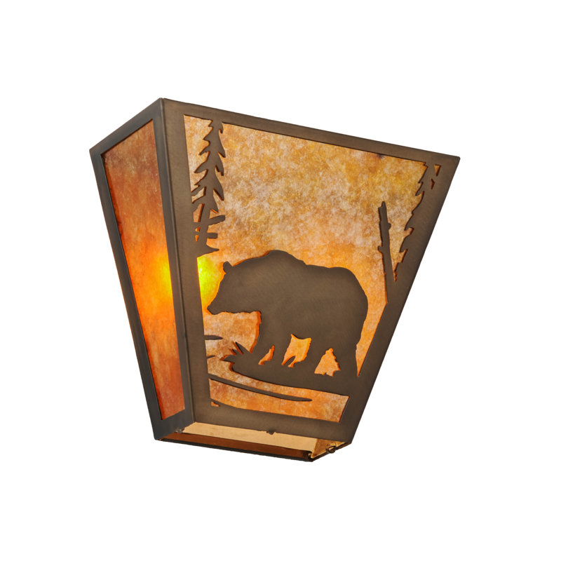 2 - Light Flush Mounted Sconce, Amber, Antique Copper