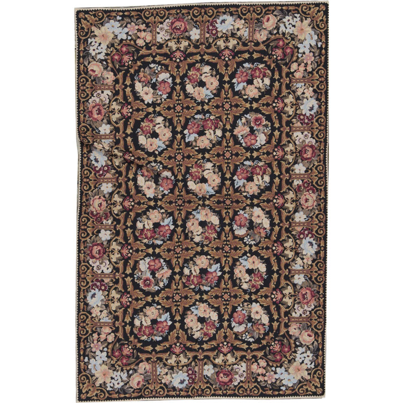 Tapis noir de haute qualité noué à la main
