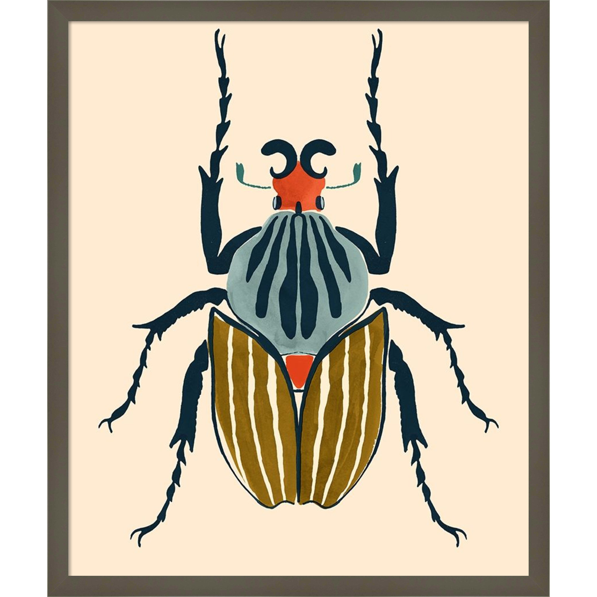 Farwell Beetle Bug I Framed On Paper by Farwell Print, Gray, 25" H x 21" W x 1" D