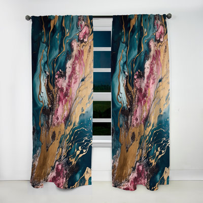 Exploring The Depths Of Pink Gold Geode II - Marble Curtain - Velvet Room Darkening - 1 panel