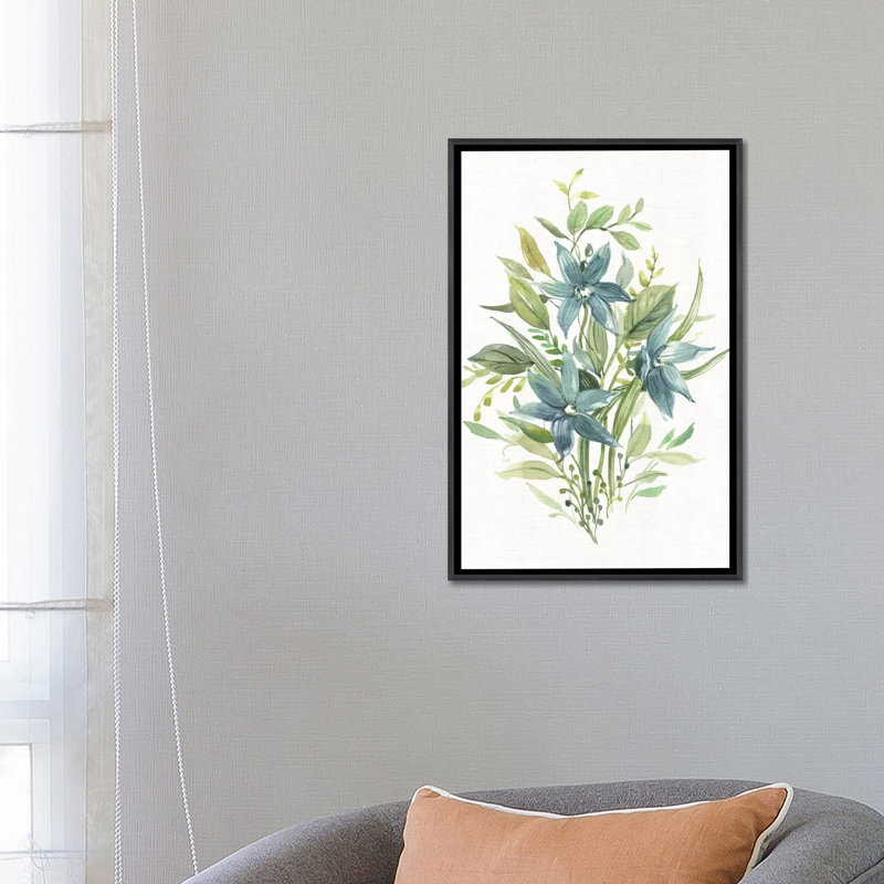 «Greenery I» par Carol Robinson - reproduction d'art, Toile avec cadre noir patiné, H 40 po x l 26 po x P 1,5 po