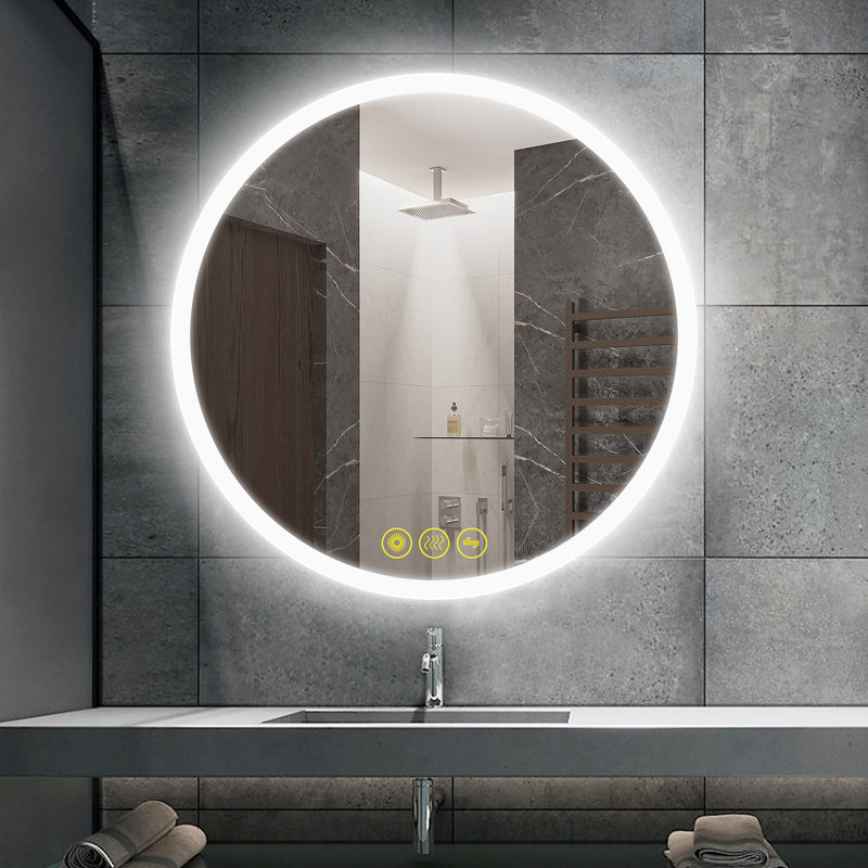 Airalyn Led Round Anti-Fog Bathroom Mirror with Adjustable Lighting: Perfect for Your Bedroom Vanity, 36" x 36"
