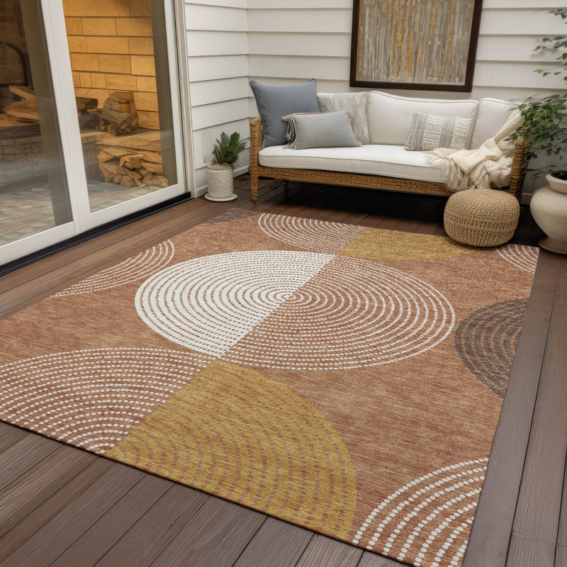 Machine Washable Indoor/Outdoor Hovey ACN2281 Geometric Rug, Rectangle 3' x 5'
