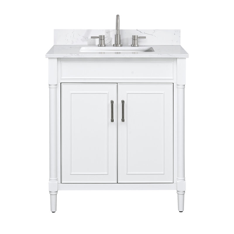 Bristol 31'' White Single Bathroom Vanity with Marble Top