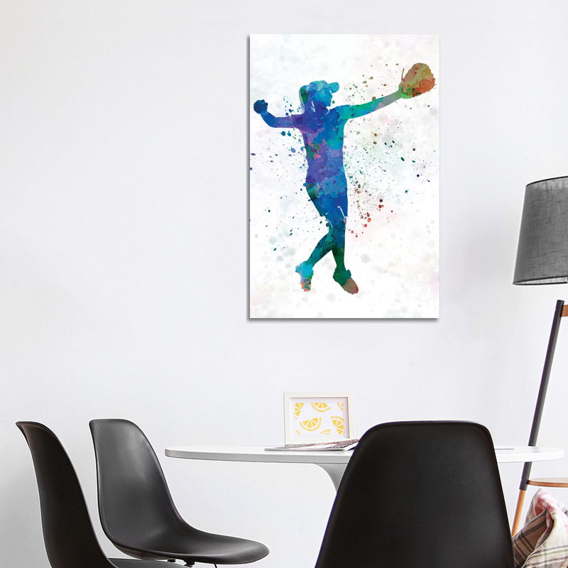 Women Playing Softball II by Paul Rommer - Painting on Canvas, 101.6 cm H x 66.04 cm W x 3.175 cm D, Wrapped Canvas
