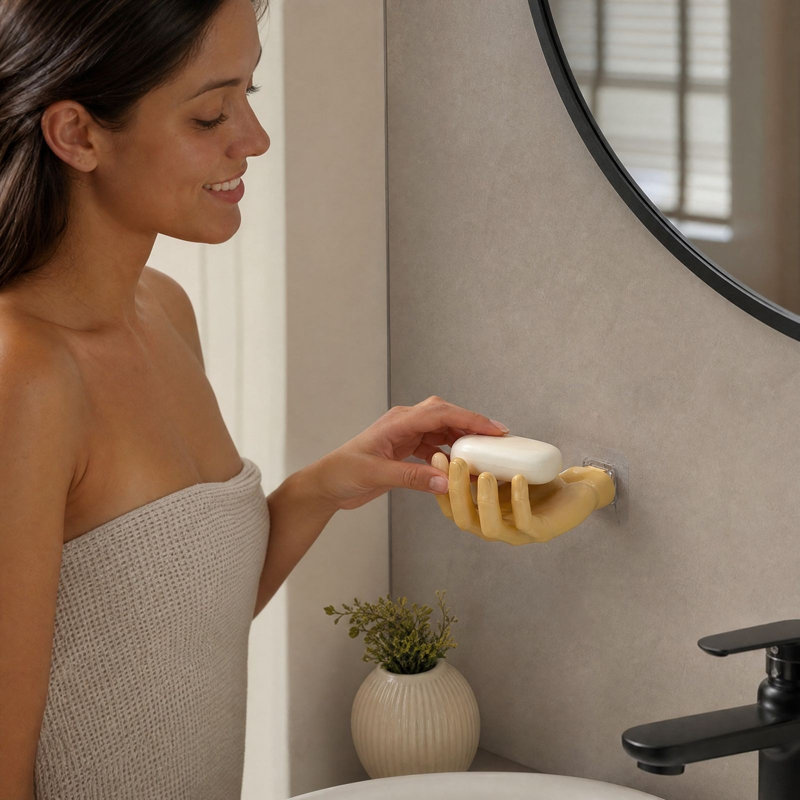 Étagère murale décorative en rotin tressé, façonnée à la main, adhésive et sans perçage, idéale pour la décoration de la chambre et de la salle de bain.