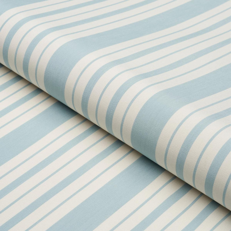 Schumacher x Mark D. Sikes Markie Stripe Fabric, China Blue