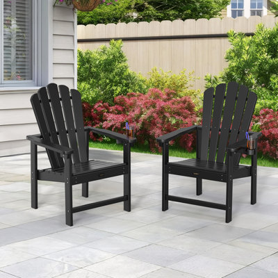 HDPE Patio Stackable Folding Adirondack Chair by Highland Dunes