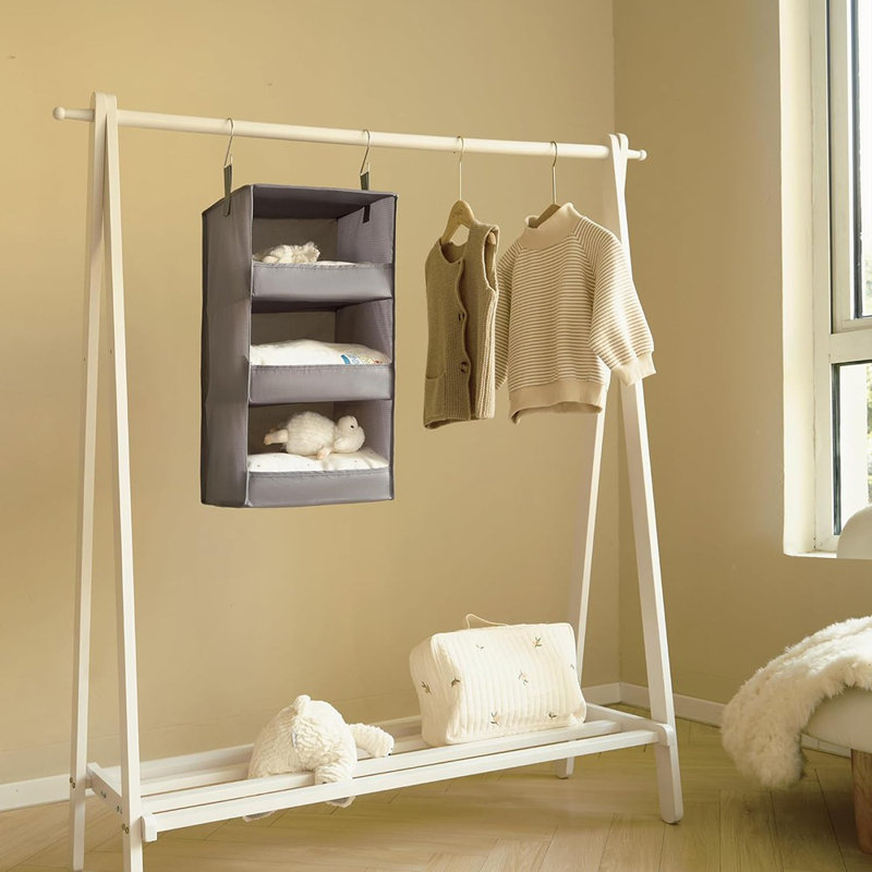 Organisateur de garde-robe à 3 tablettes, gris - Tablettes de rangement pliables pour garde-robe, garde-robe et véhicule récréatif