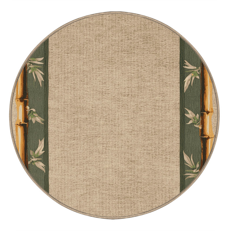 Washable Bamboo Borders Hawaiian Area Rug, Round 4'