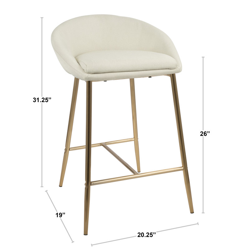 Maddison Brielle 25.75" Fixed-Height Counter Stools, Gray Polyester / Chrome Frame