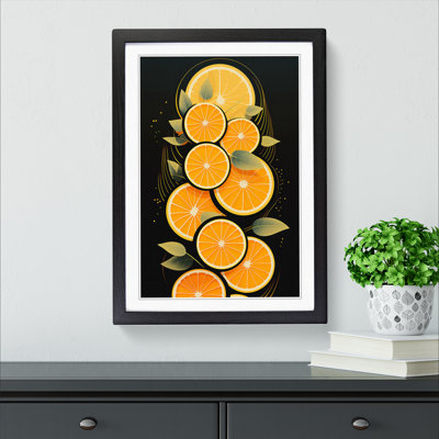 Sliced Orange Art Deco Art - Framed Print