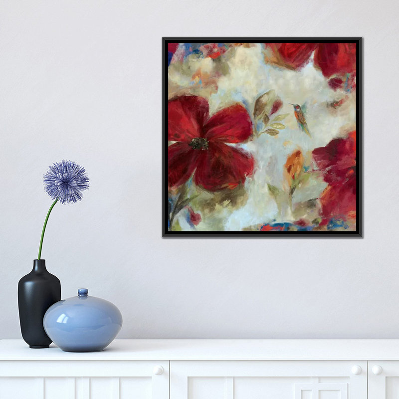 «Hummingbird II», impression sur toile, H 26 po x l 26 po x P 1,5 po, Toile encadrée noire, Pas de tapis