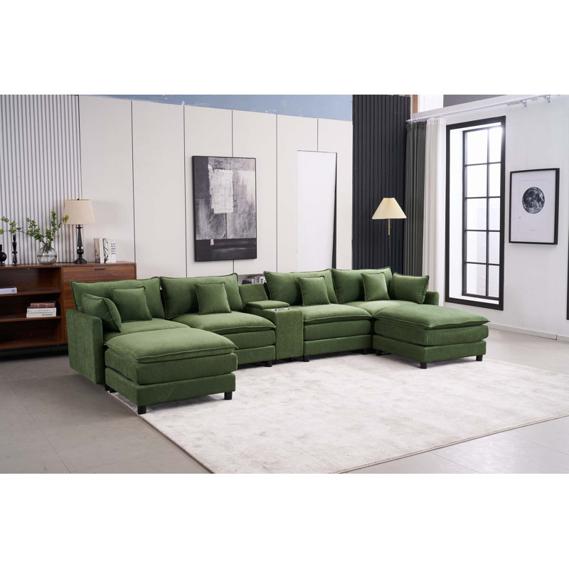 Canapé modulaire 4 places, Chenille verte