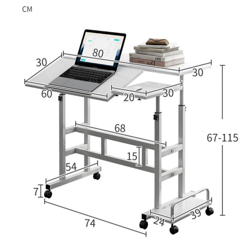Petit bureau pour travailler debout à hauteur ajustable, bureau mobile avec roulettes, postes de travail pour ordinateur, table de travail portative pour tapis roulant, tapis roulants pour bureau personnel