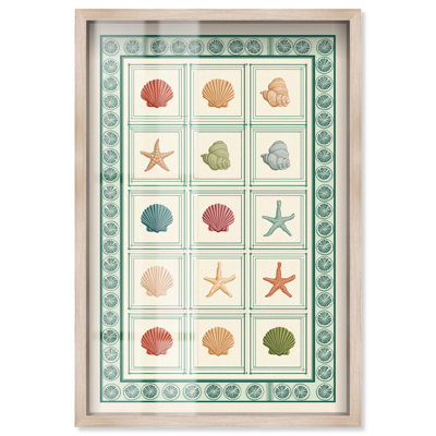 «Shells Decor Shadowbox Print Coastal» par Art Remedy, cadre blond, 21 x 31