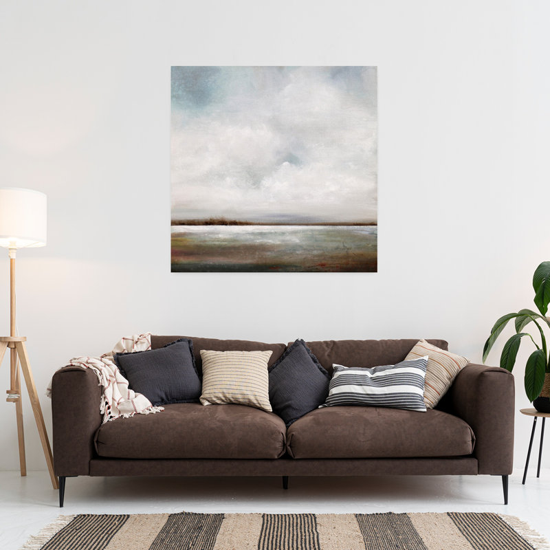 Douce brise, art abstrait de paysage côtier, H 36 po x l 36 po