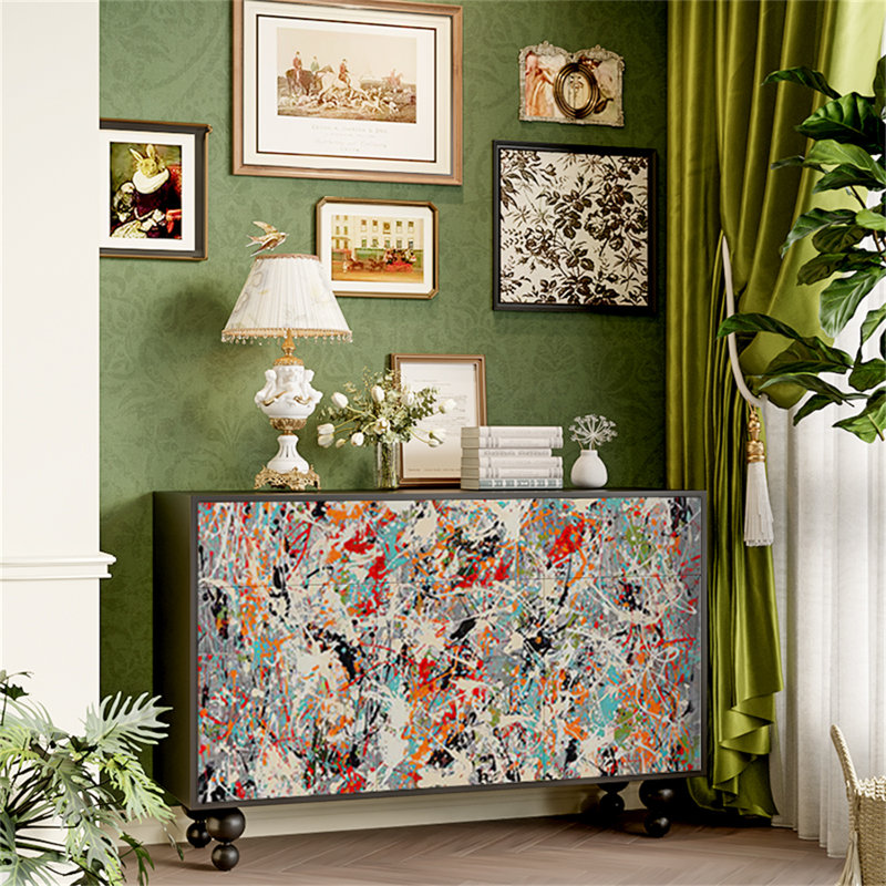 Armoire d'appoint et buffet Light Luxury, Noir / multicolore