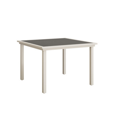 Lumley Aluminum Coastal Grey Top With Matte White Base 44″ Square Dining Table