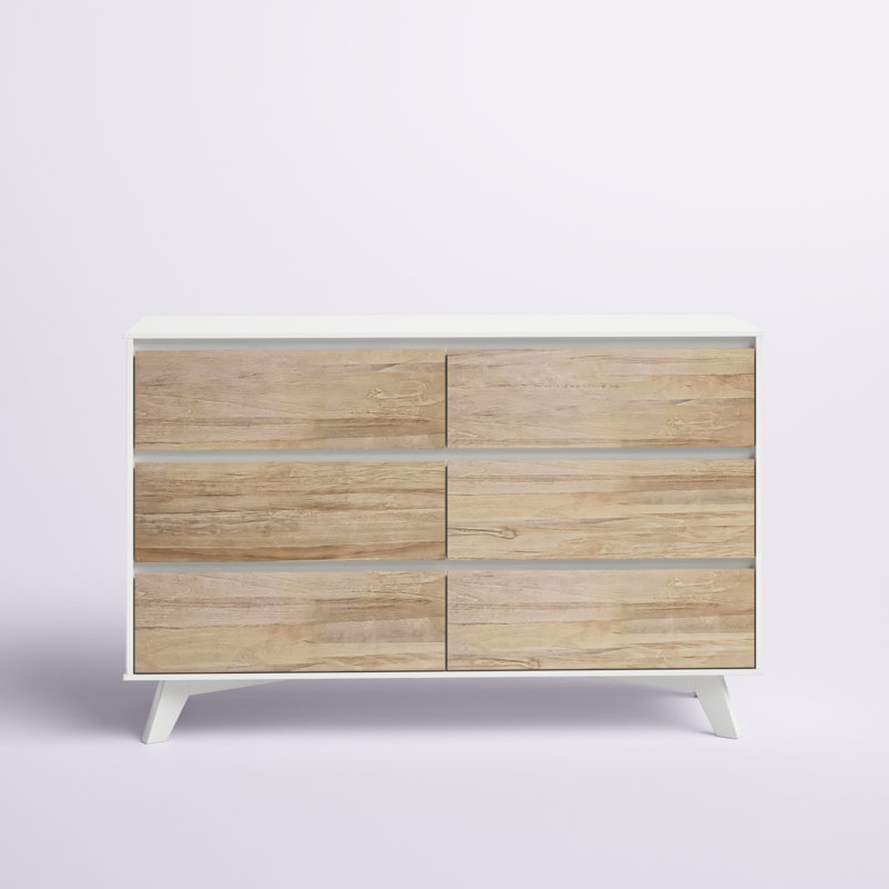 Brubaker Solid Wood 52'' W 6 - Drawer Dresser, White/Blonde