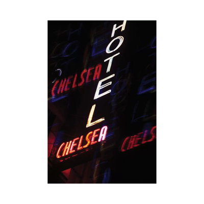 2000s Multiple Exposure Neon Sign Hotel Chelsea New York City New York USA 1 Piece Wrapped Canvas Wall Art