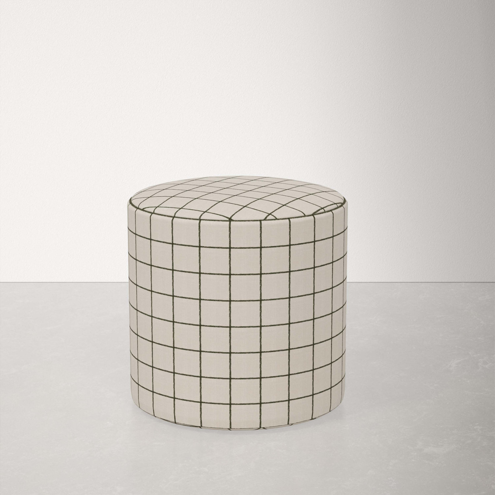 Orlando 18" Ottoman, Line Tattersall Green
