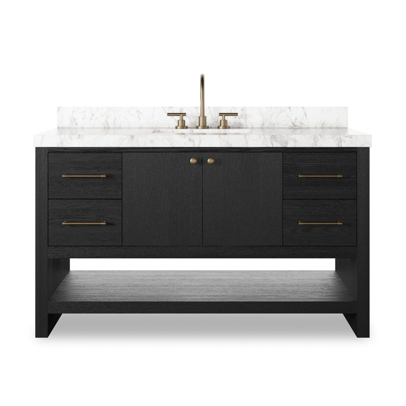 Anthem Single Wide Vanity-Carrara Marble, Black