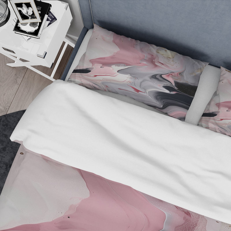 Solid Marble Paint Artwork II - Abstract Marble Duvet Cover Set, Twin Duvet Cover + 2 Standard Shams