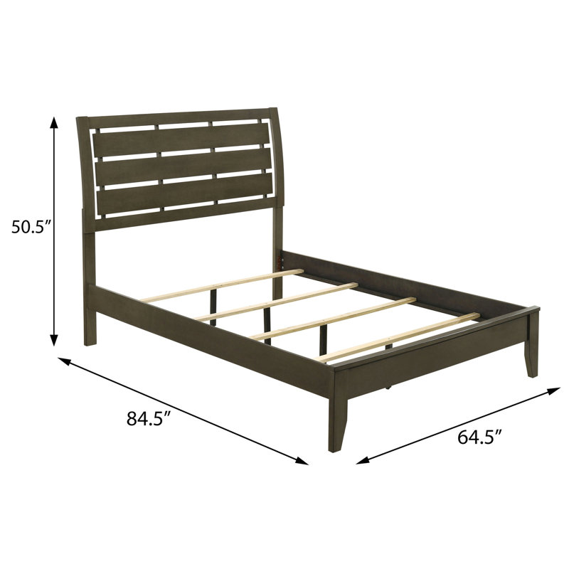Grand lit moderne gris, offrant un sommeil confortable avec sommier à ressorts - Panneaux à lattes distinctifs et élégants
