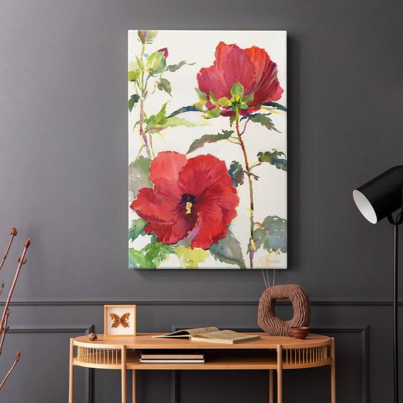 Hibiscus Glow II - galerie enveloppée Cavas, H 18 po x l 12 po