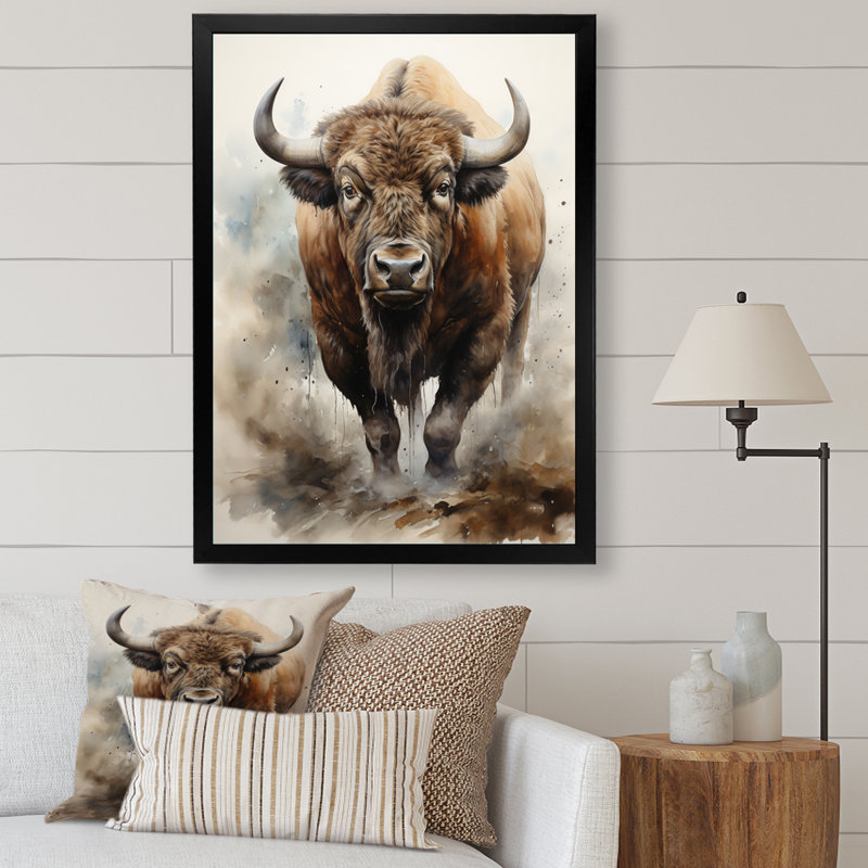 Buffalo Majestic Bison - Bison, impression d'art mural, Cadre photo noir, H 20 po x l 12 po x P 1 po